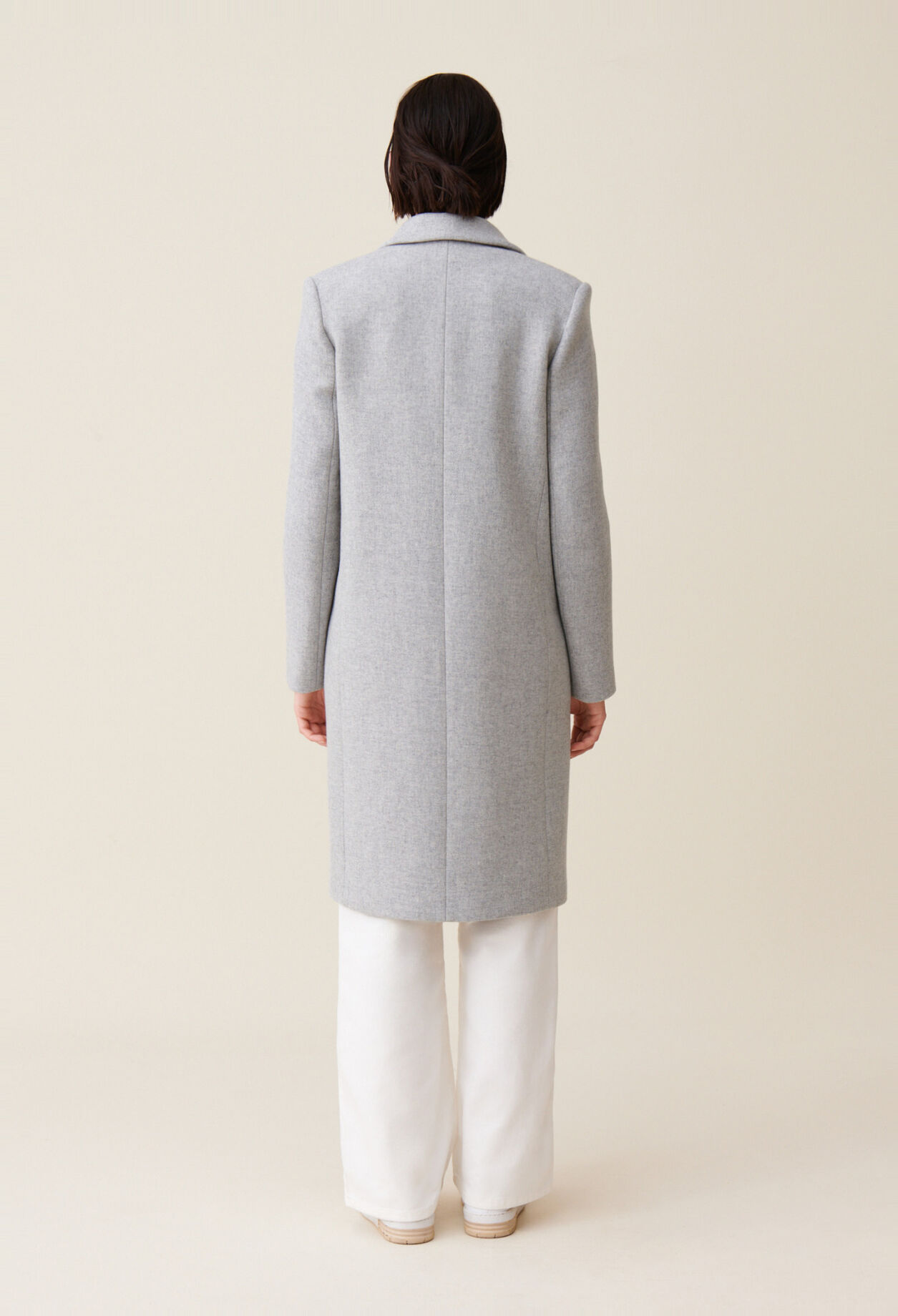 Manteau mi-long tailleur gris clair
