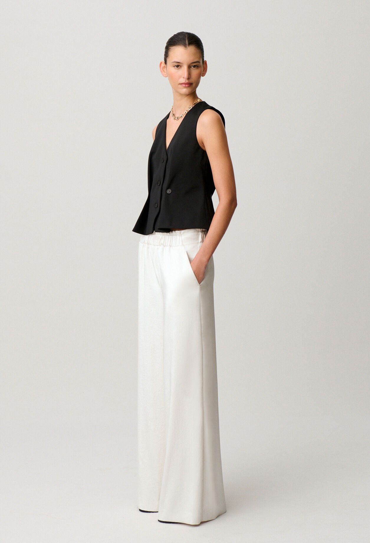 Pantalon fluide satin&eacute;