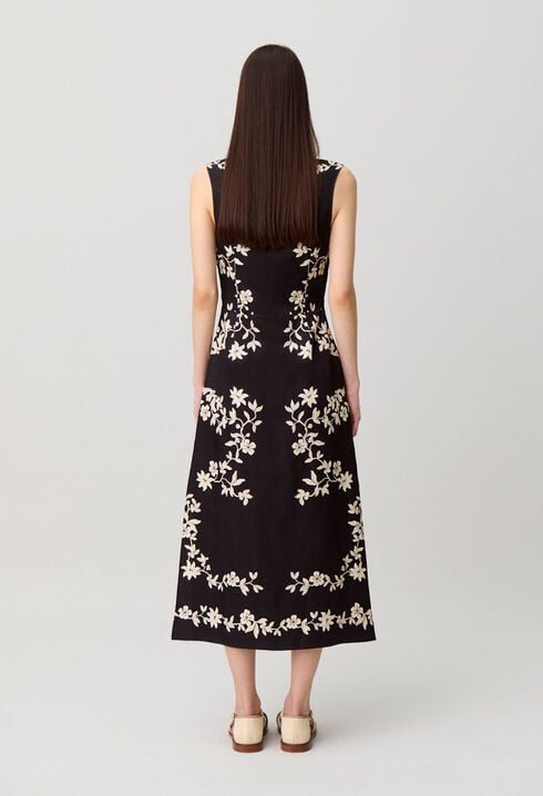 Robe imprim&eacute; floral mi-longue