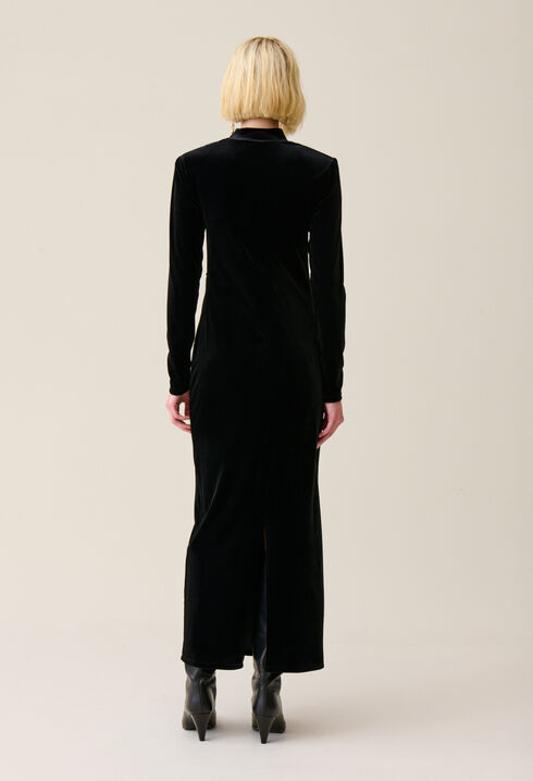 Robe longue cintrée velours noir