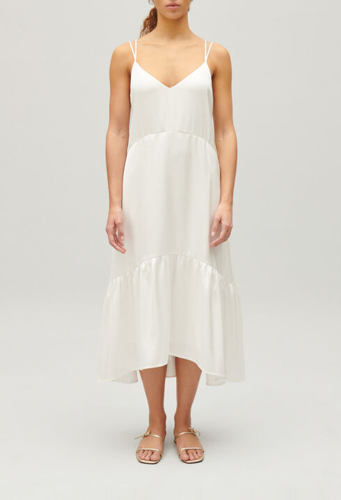 Robe midi satin&eacute;e