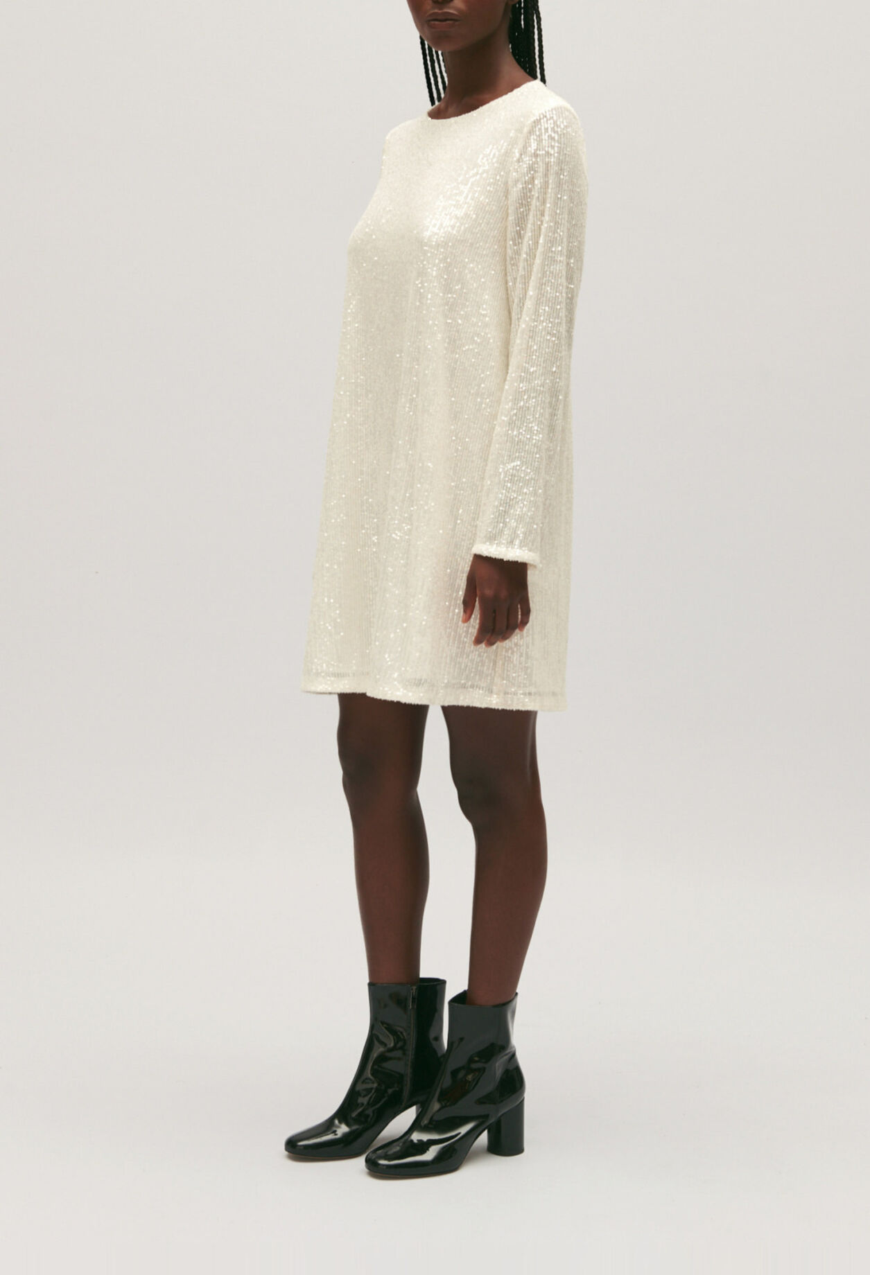 Robe courte Rififi sequins &eacute;crue