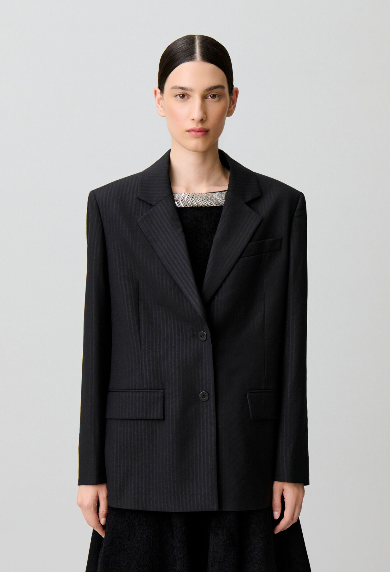 Veste droite tissu ray&eacute; scintillant