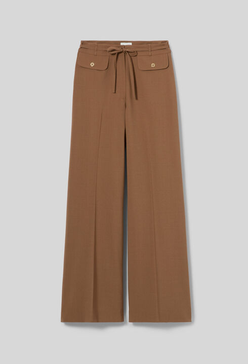 Pantalon laine m&eacute;lang&eacute;e jambes larges