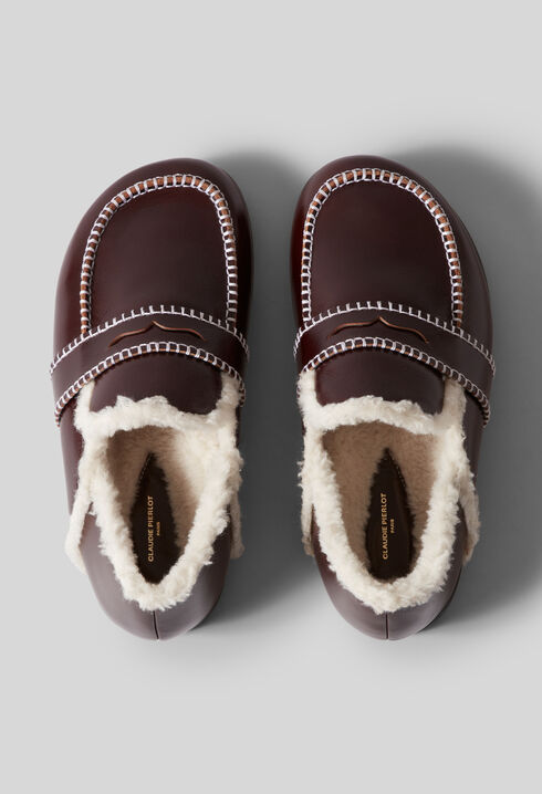 Mules cuir fourrées