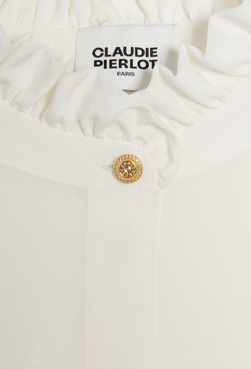 Chemise blanche col montant ondulé 