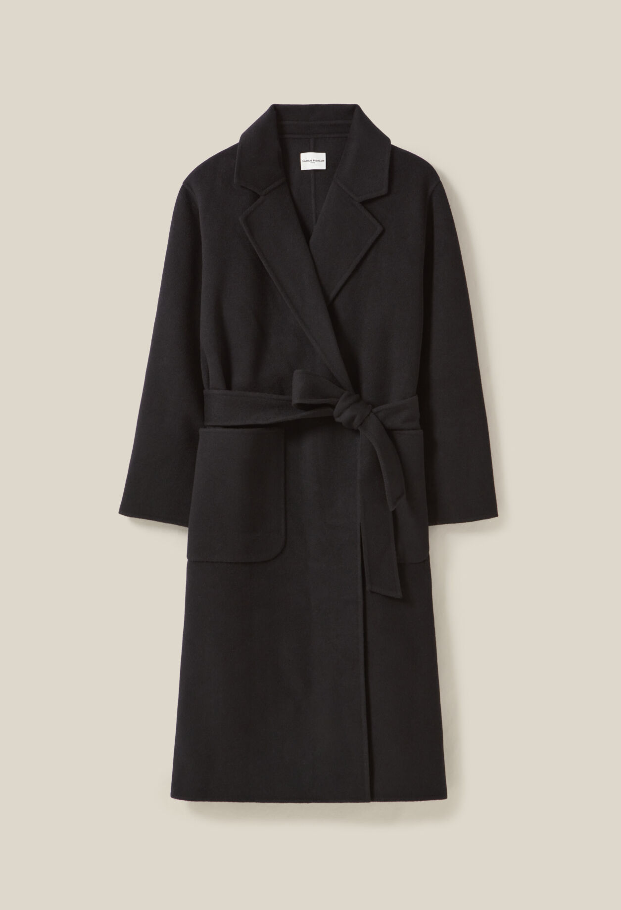 Manteau long ceinturé noir