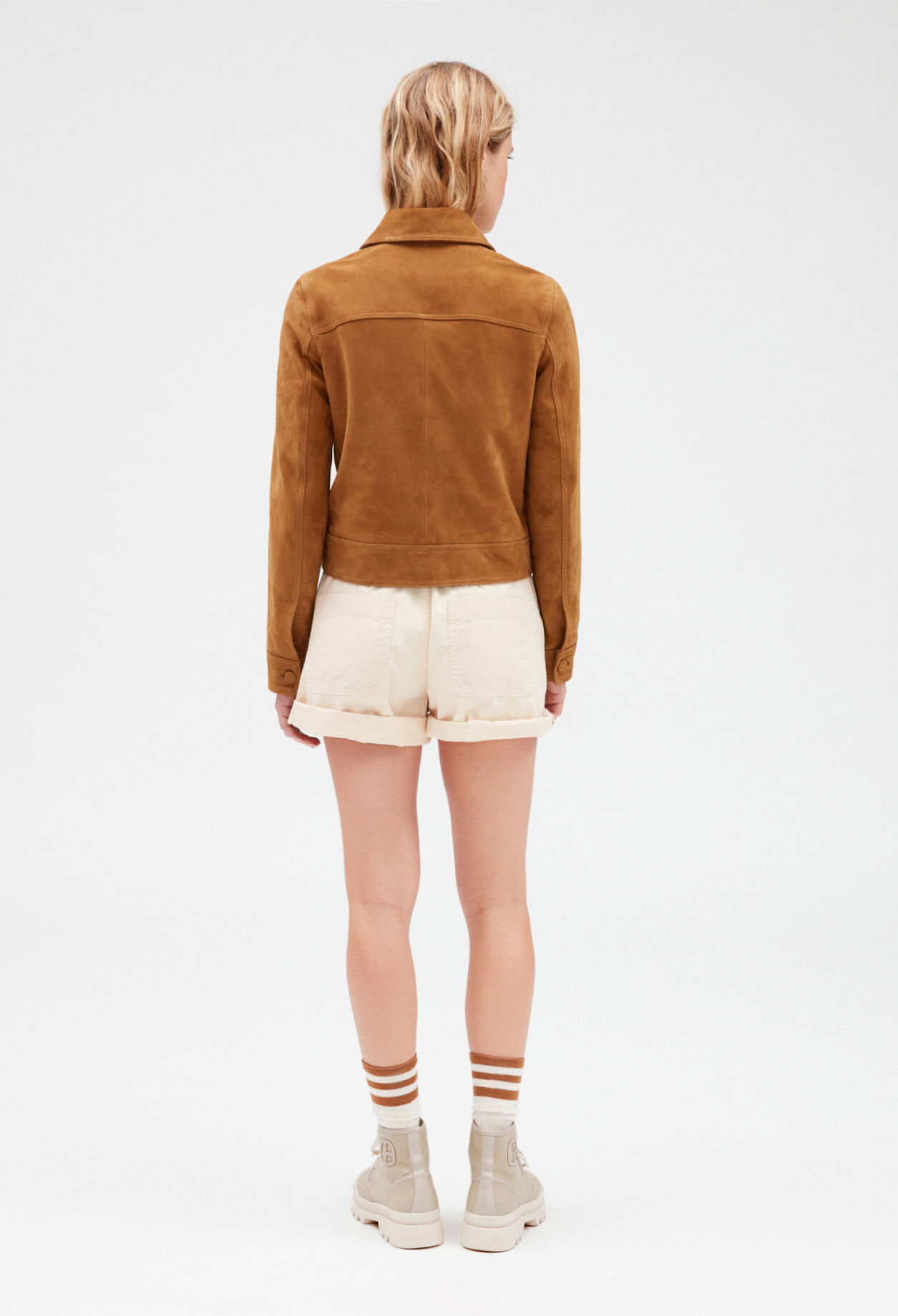 Veste courte suede camel
