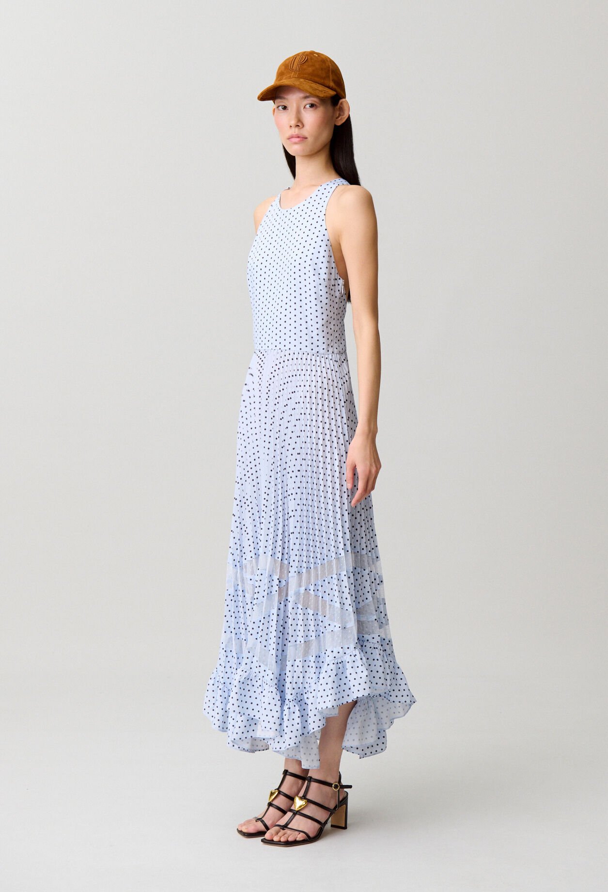 Robe midi &agrave; pois