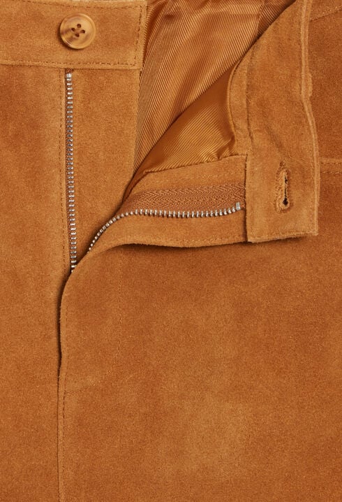 Pantalon cuir suède beige foncé