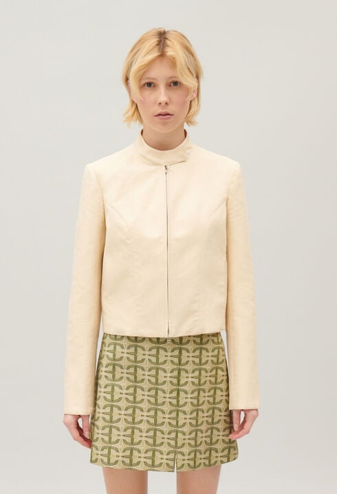 Veste biker beige clair