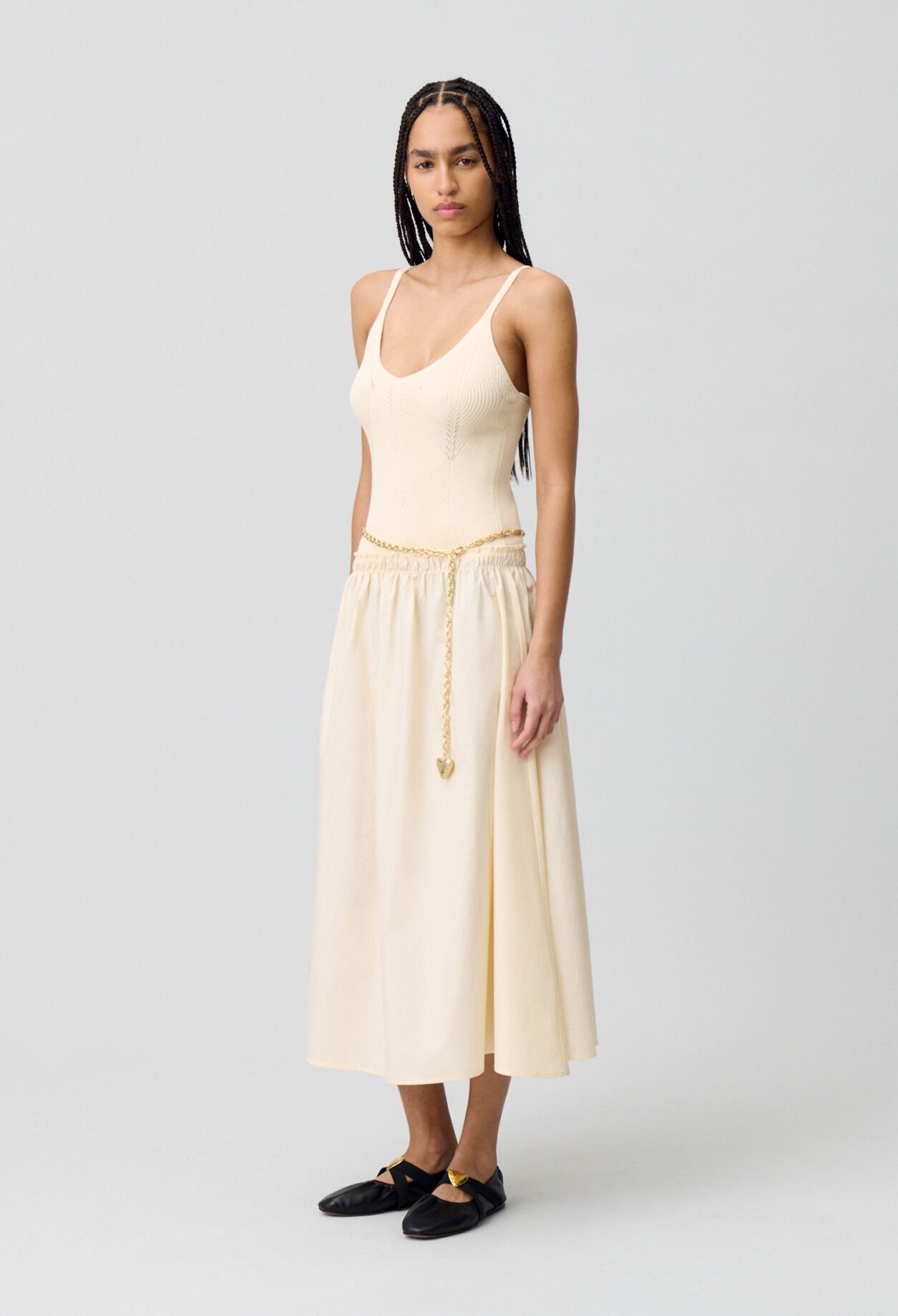 Robe mi-longue buste maille