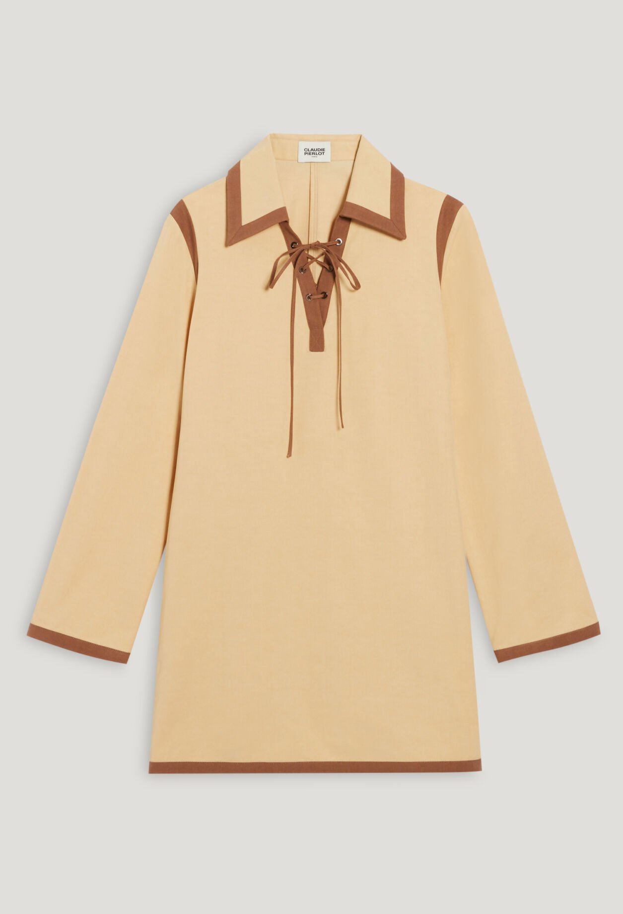 Robe courte lacée beige