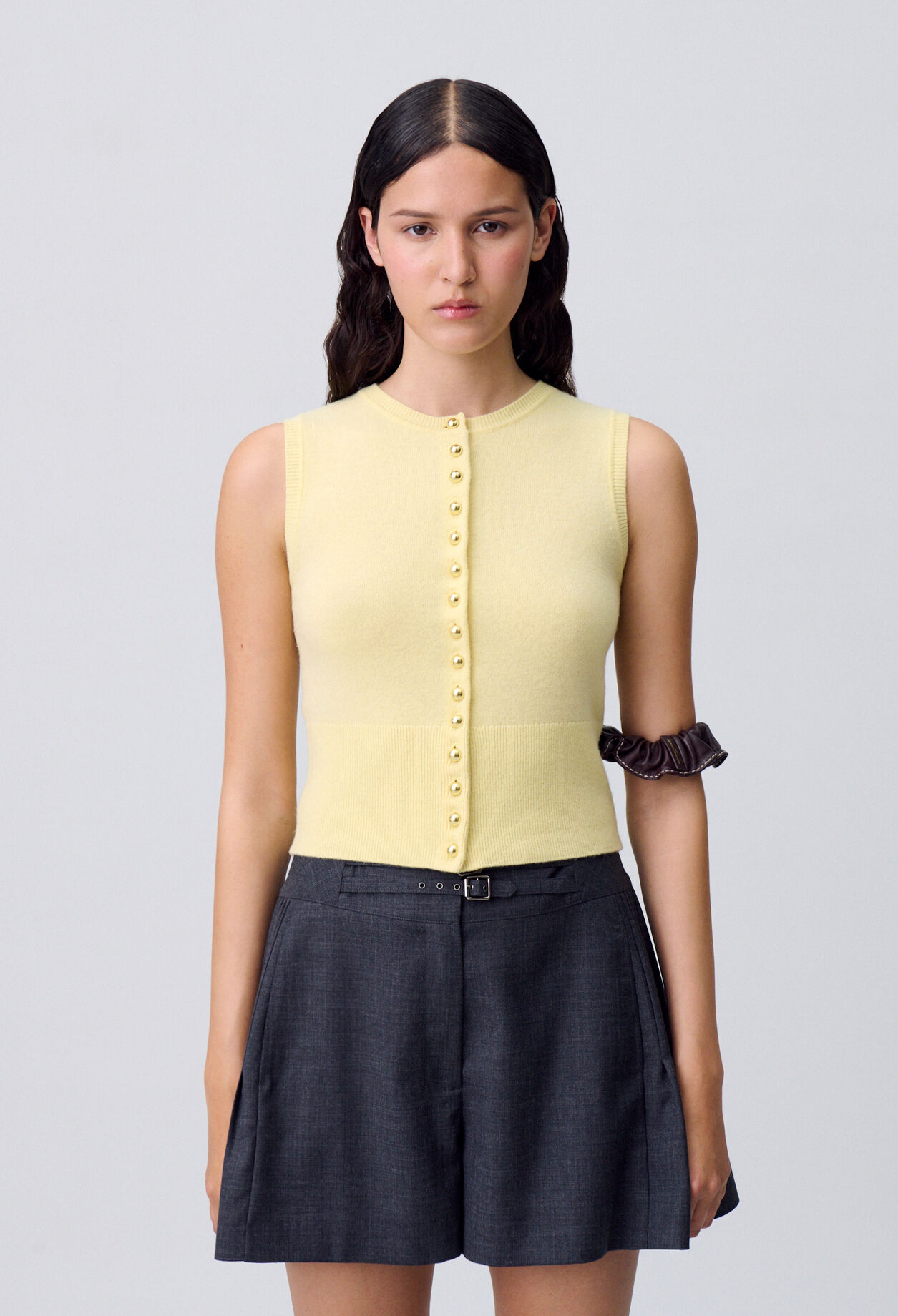 Top maille boutonné