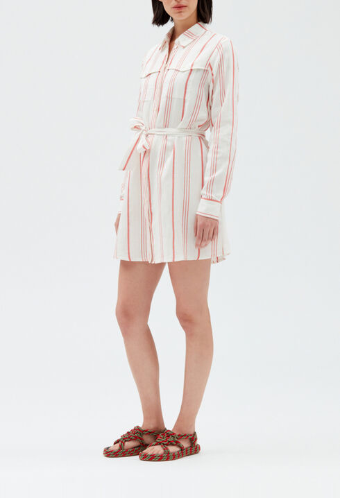 Robe chemise courte rayée