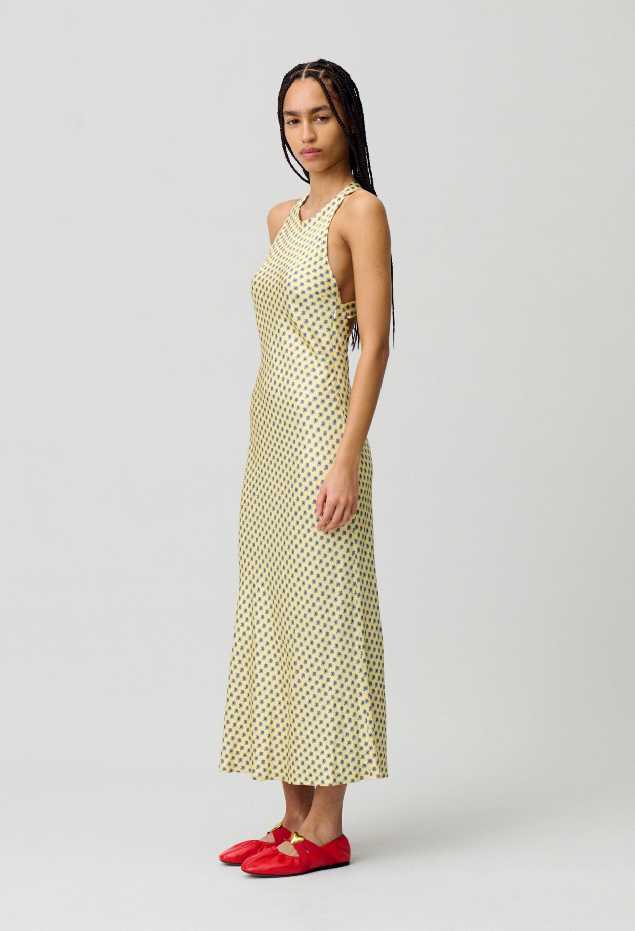 Robe longue satinée