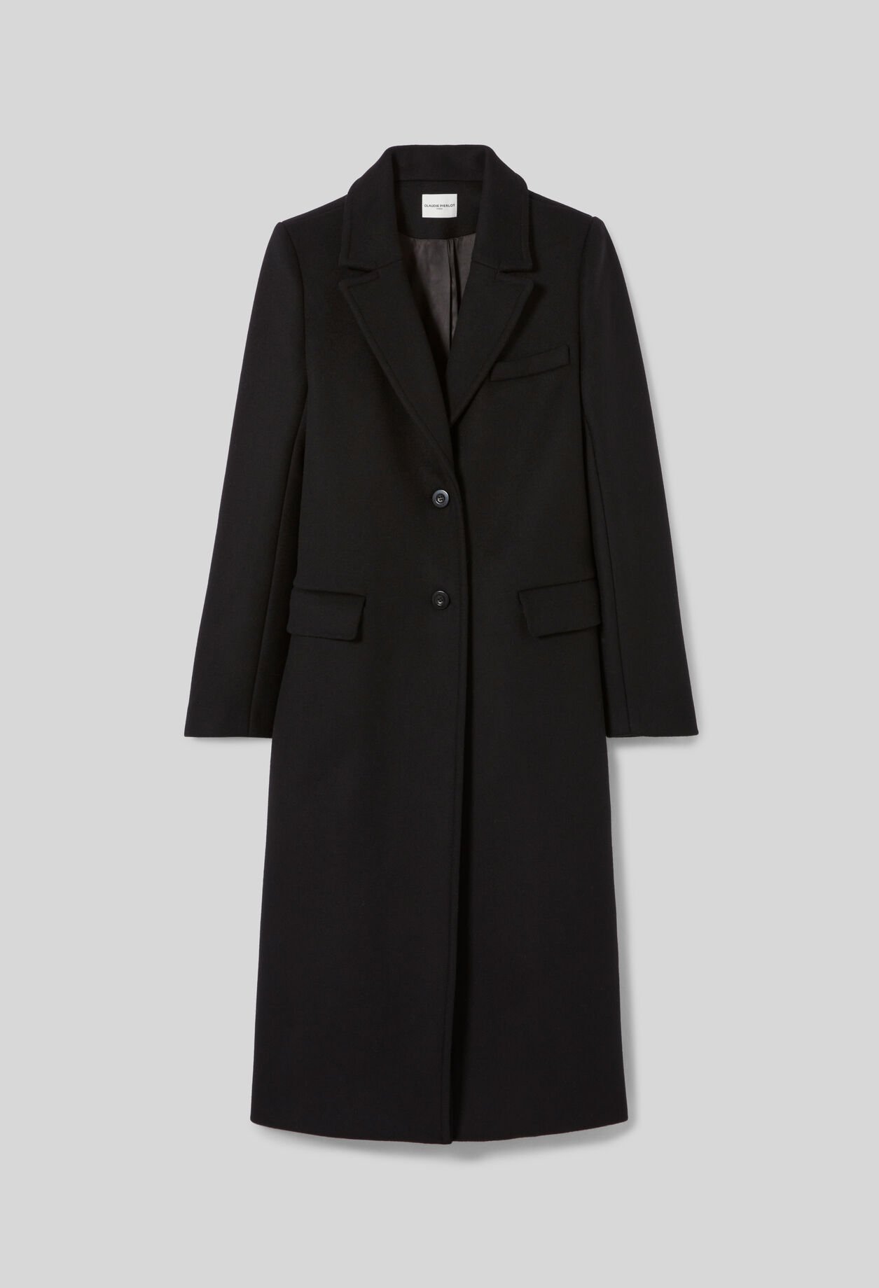 Manteau long droit laine