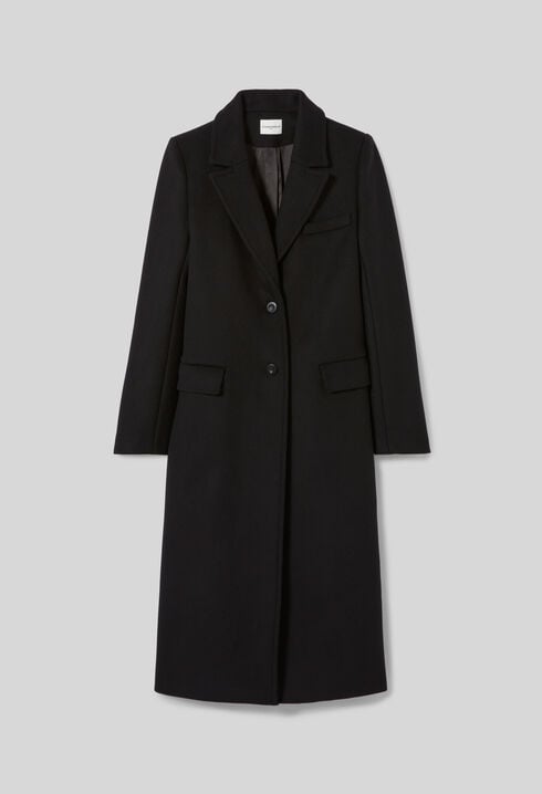 Manteau long droit laine