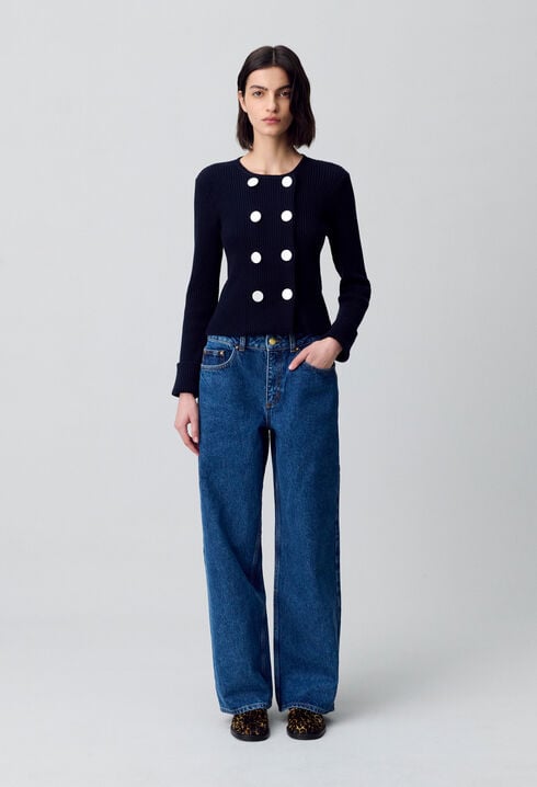 Cardigan laine mélangée boutonné