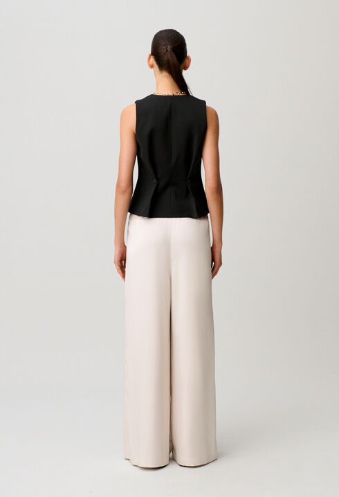 Pantalon fluide satin&eacute;