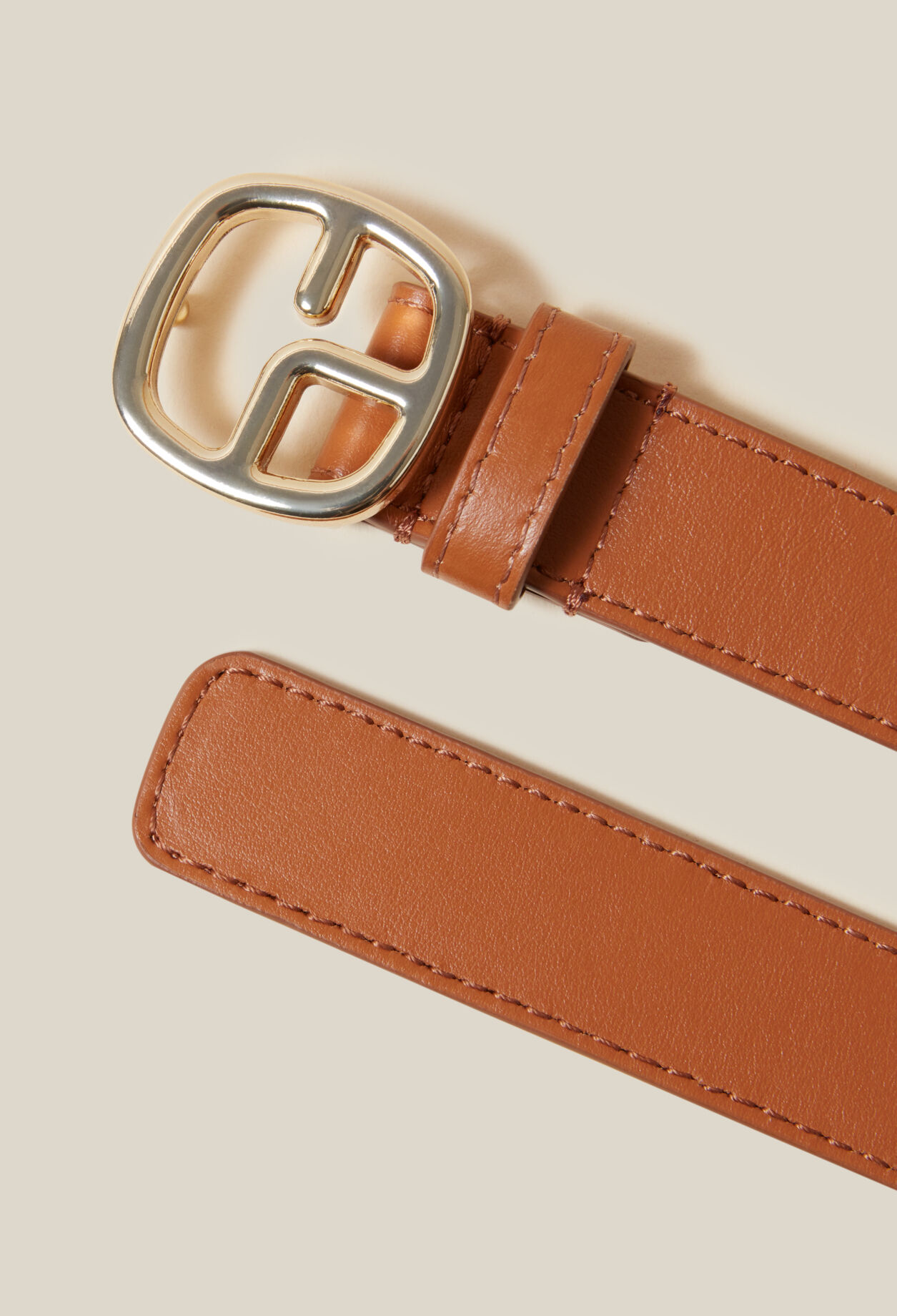 Ceinture cuir monogramme marron