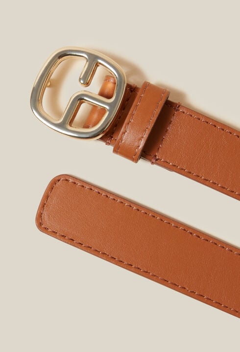 Ceinture cuir monogramme marron