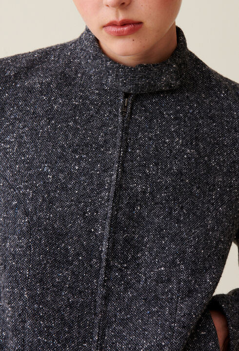 Veste courte laine m&eacute;lang&eacute;e grise