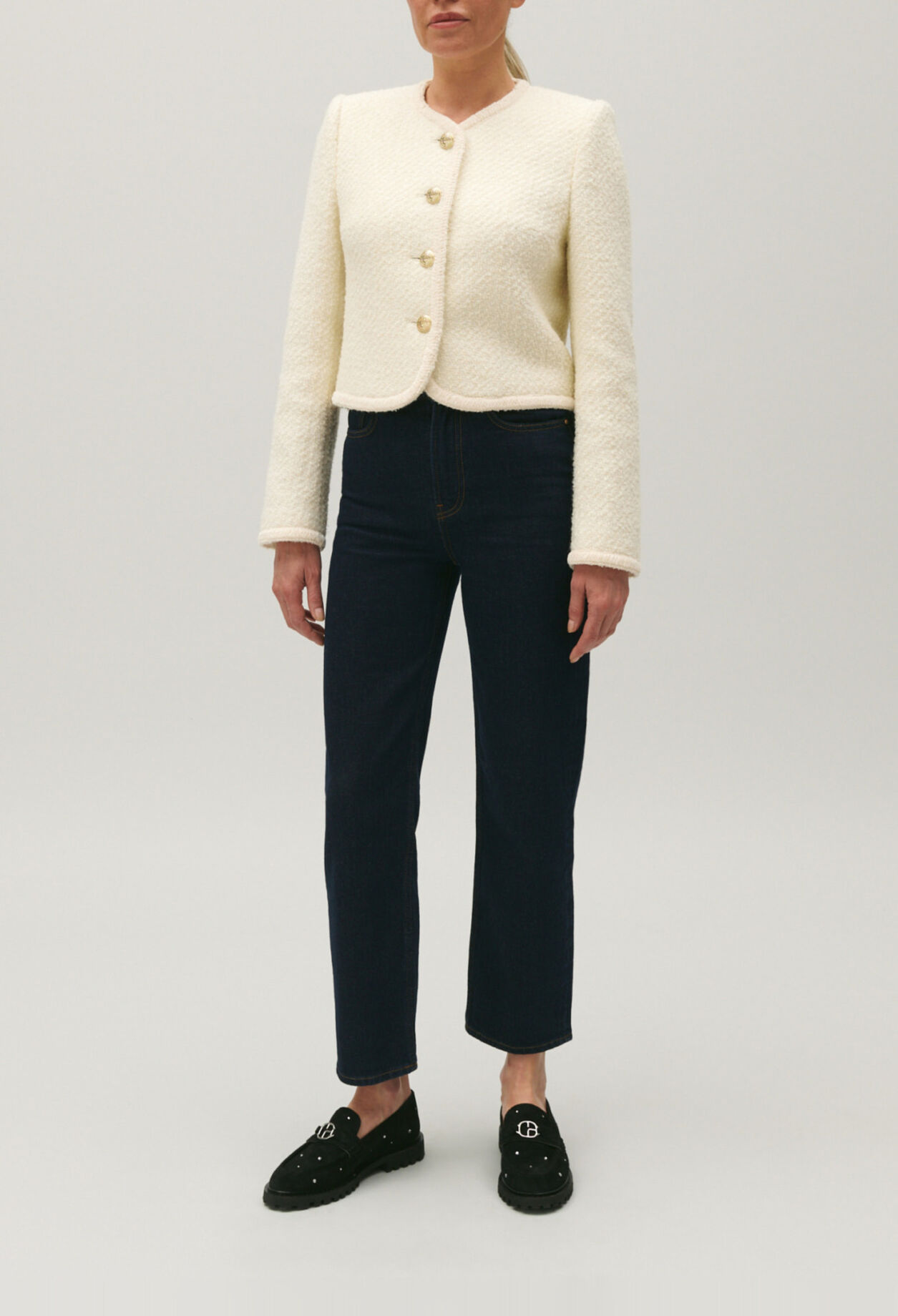 Veste courte tweed ivoire 