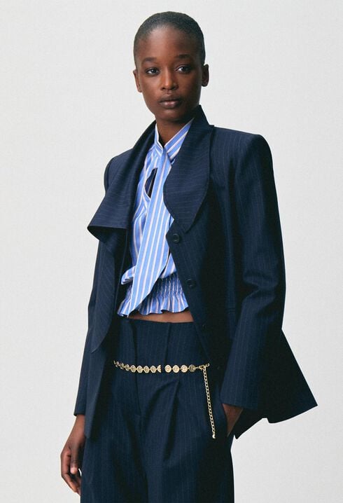 Veste laine foulard amovible