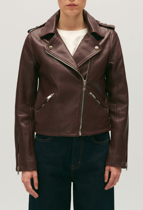Veste cuir lisse noir