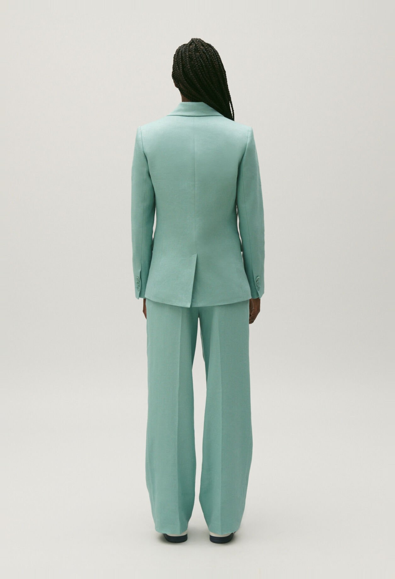 Veste tailleur lin mélangé vert d'eau
