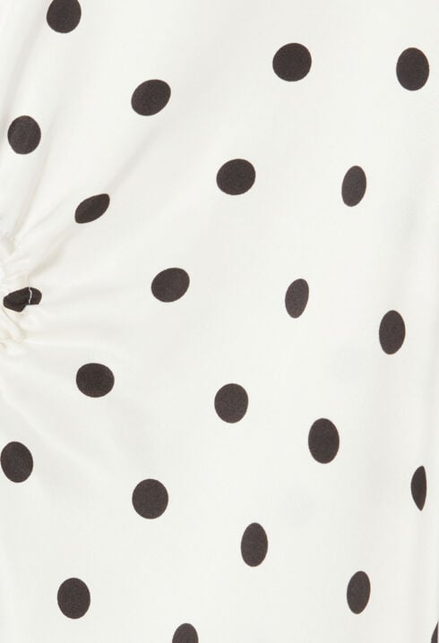 Robe longue satin&eacute;e &agrave; pois