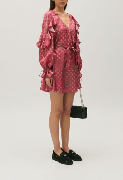 Robe courte satinée imprimée