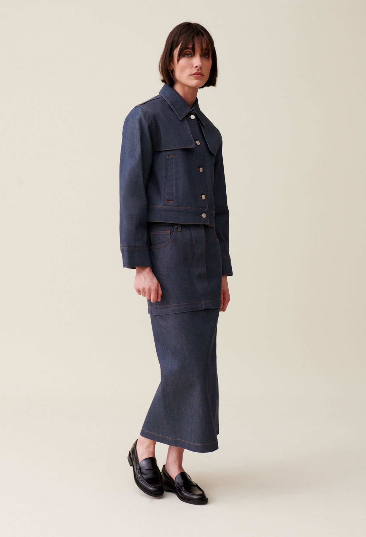 Veste denim foncé large