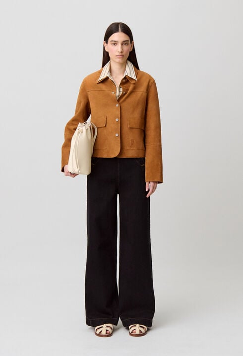 Jean &agrave; pont denim noir