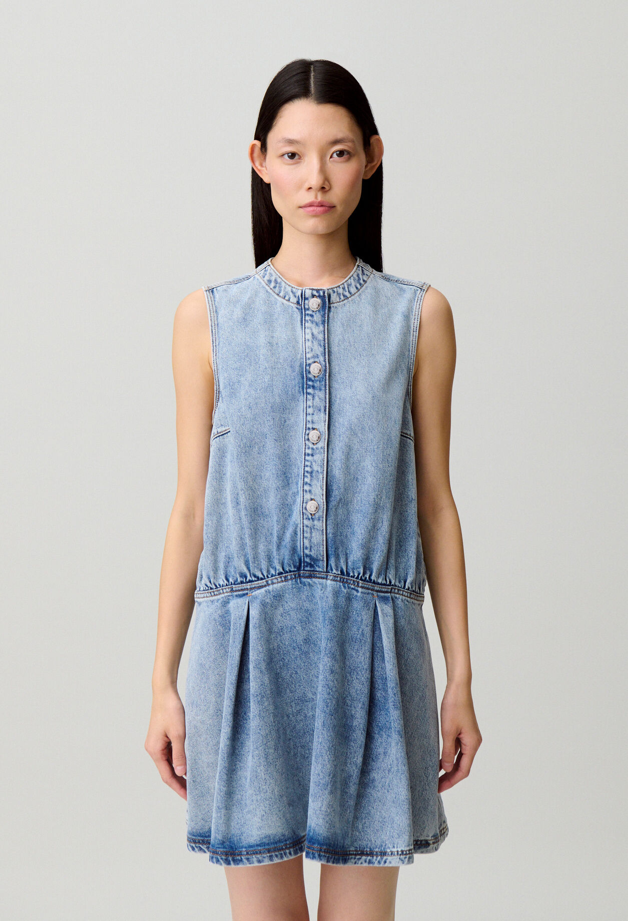 Robe denim délavé évasée