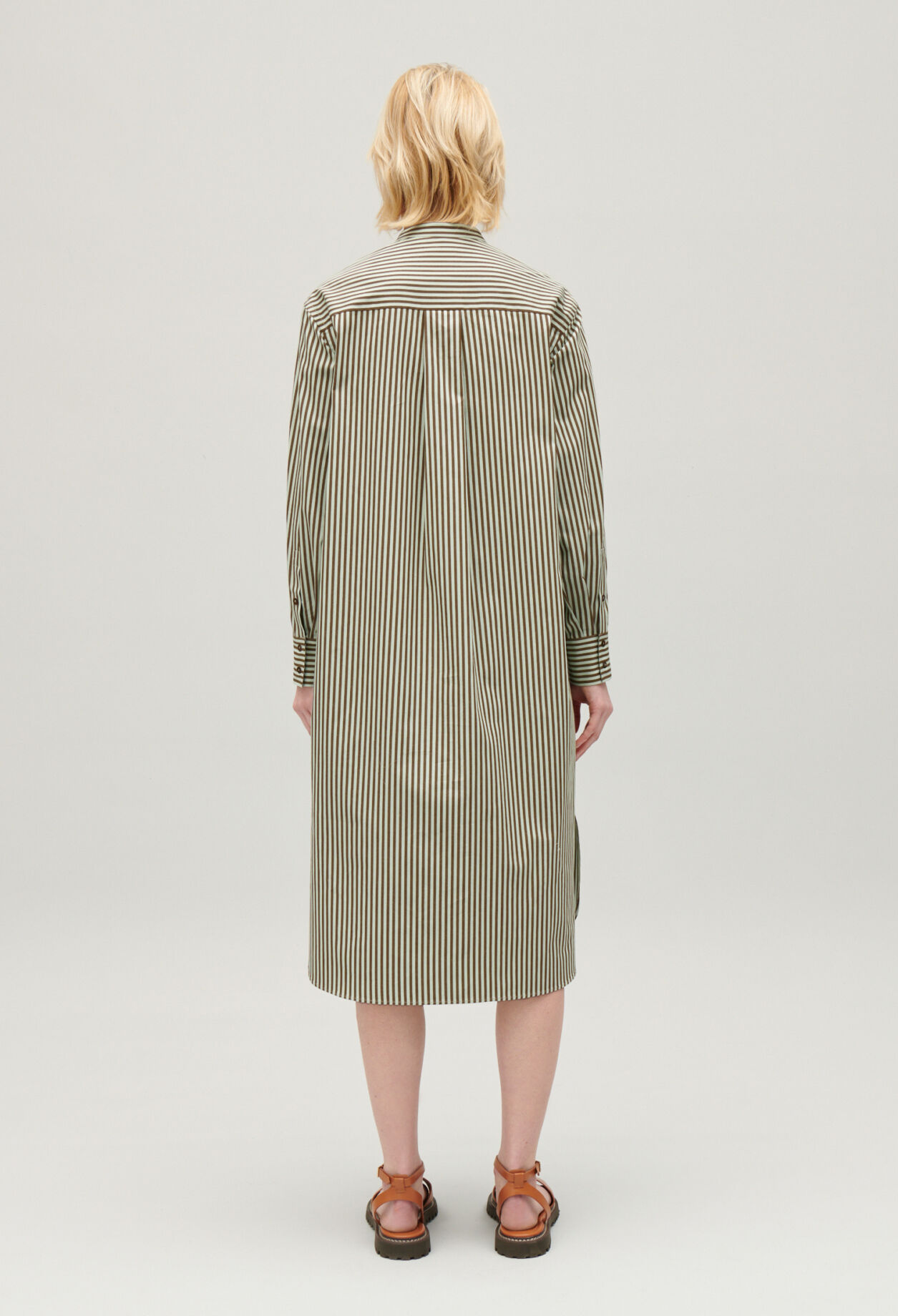 Robe longue rayures verte