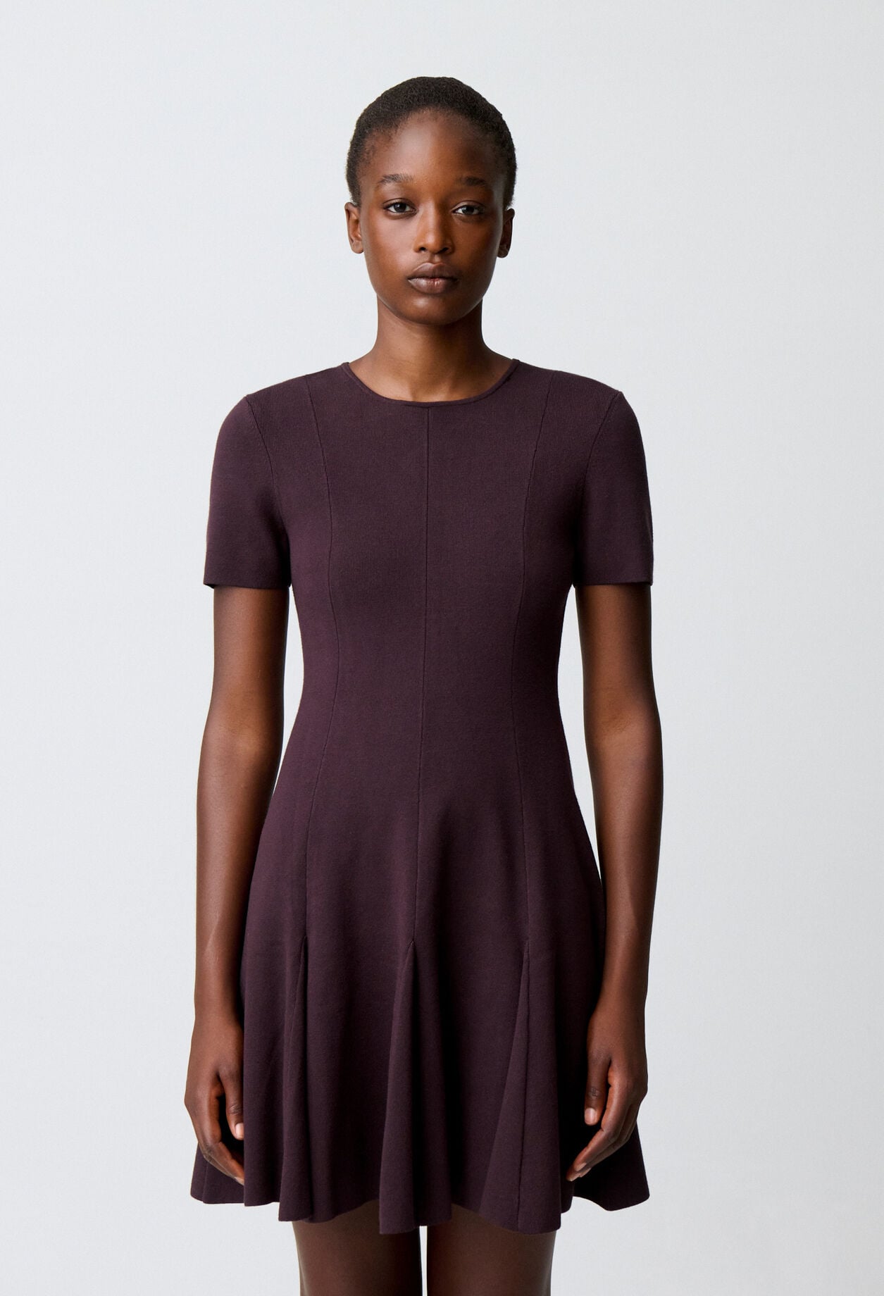 Robe patineuse maille col chemise