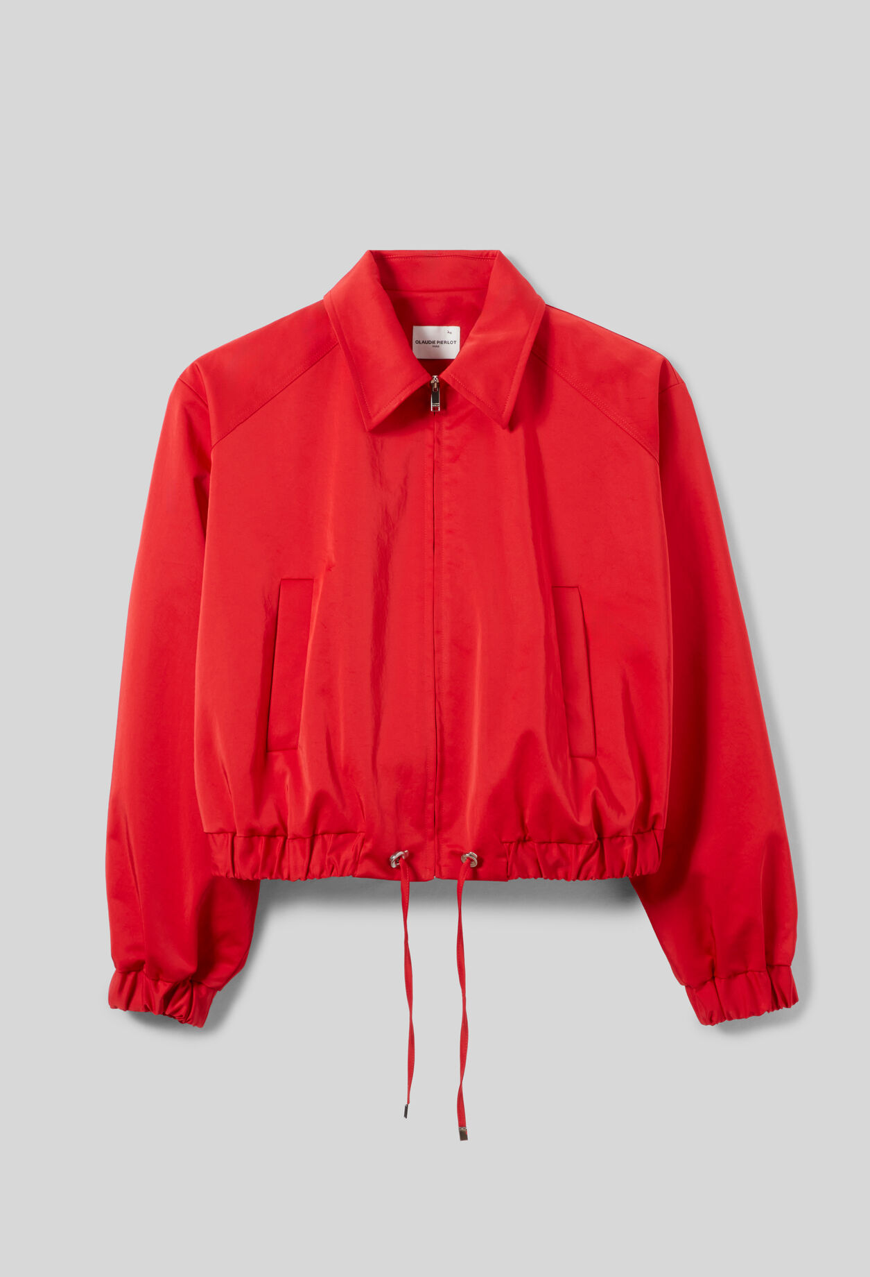 Blouson satin&eacute; court et large