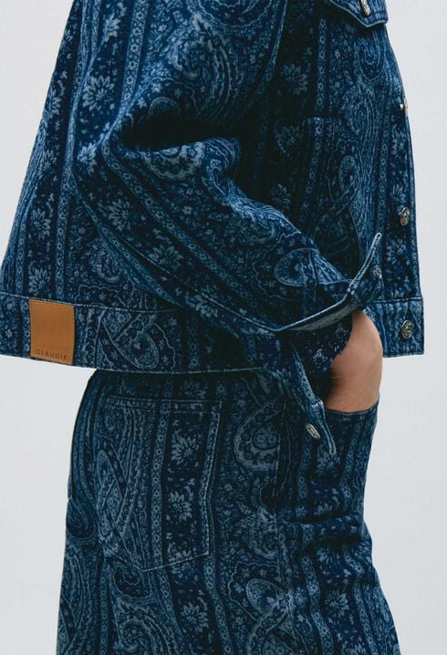 Veste denim imprim&eacute;e