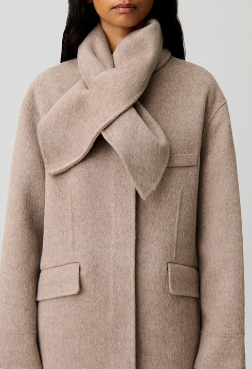 Manteau long laine col foulard