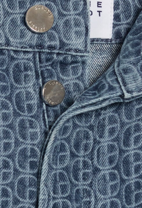 Jean droit monogramme bleu délavé
