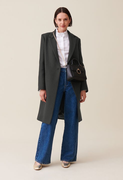 Manteau mi-long tailleur gris