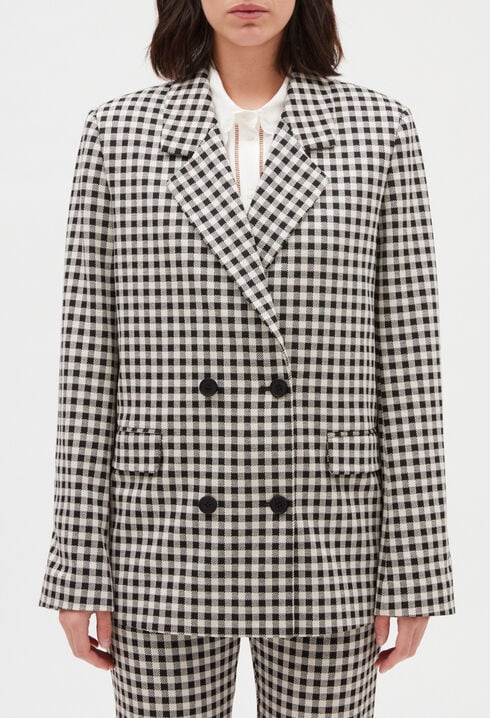 Veste tailleur vichy bicolore