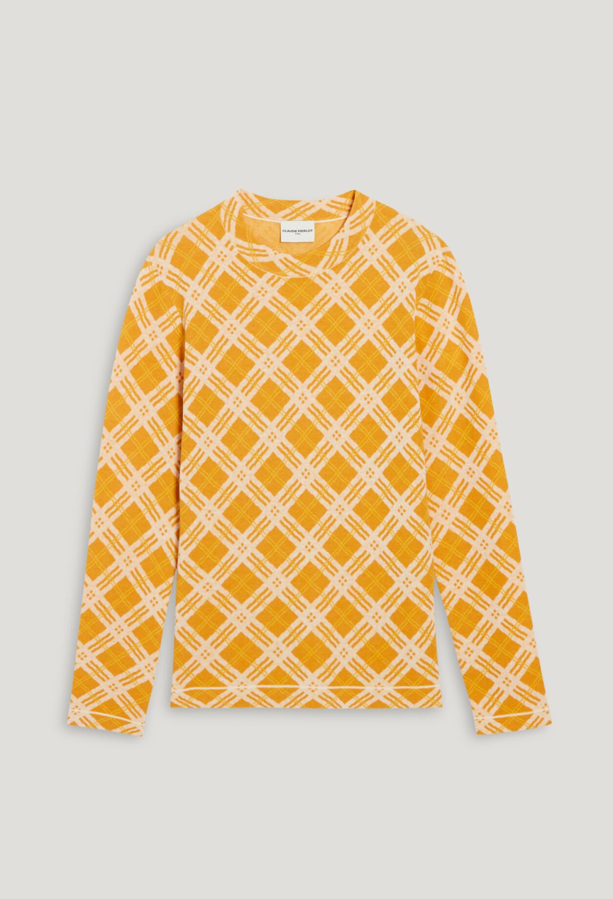 Pull carreaux jaune