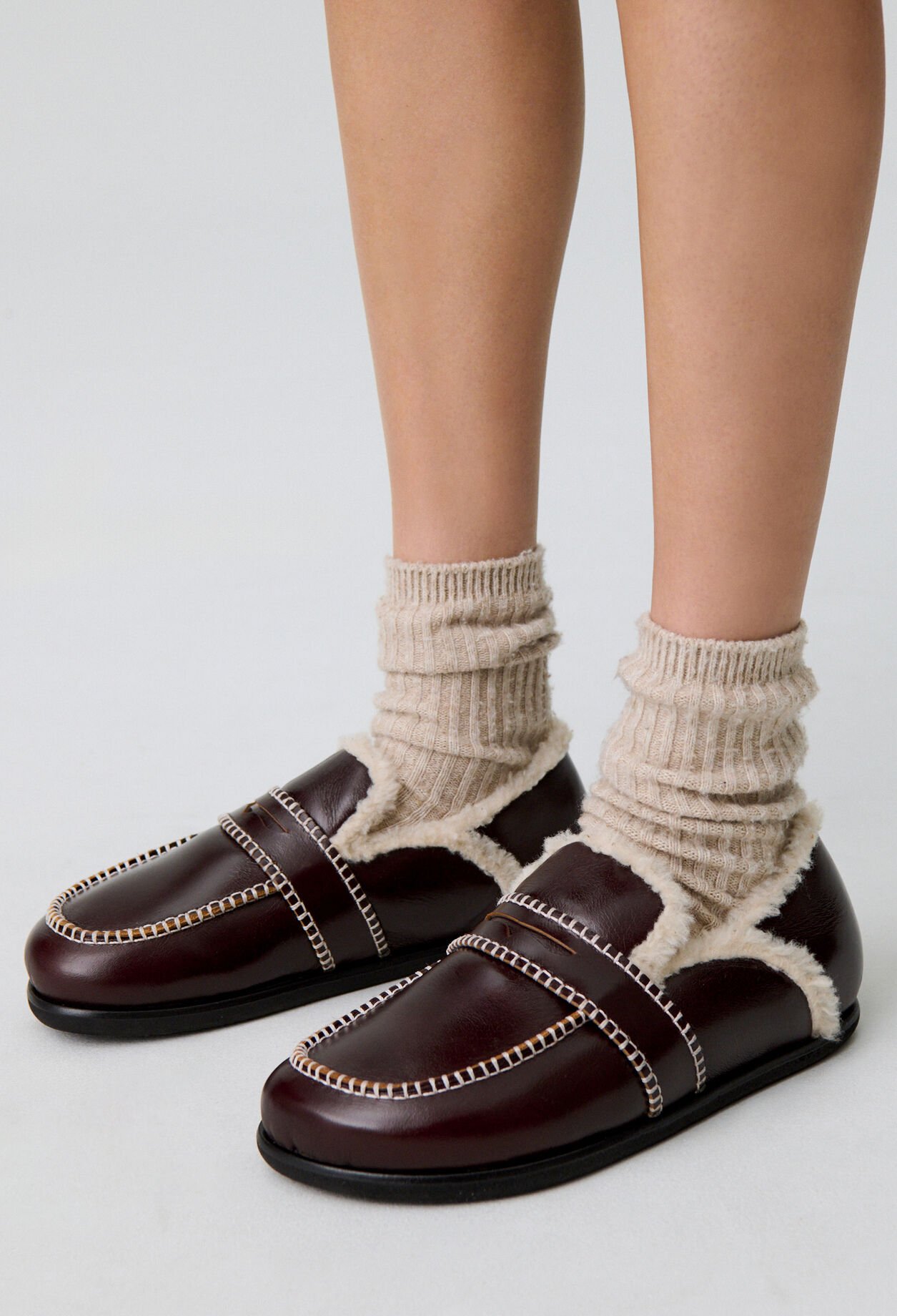 Mules cuir fourrées