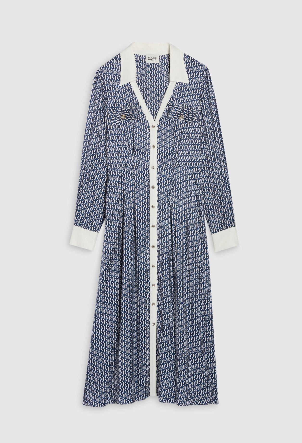 Robe midi monogramme bleue