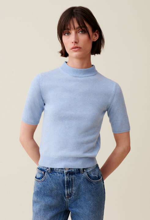 Pull laine col montant
