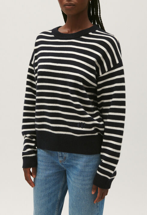 Pull cachemire rayures bicolores