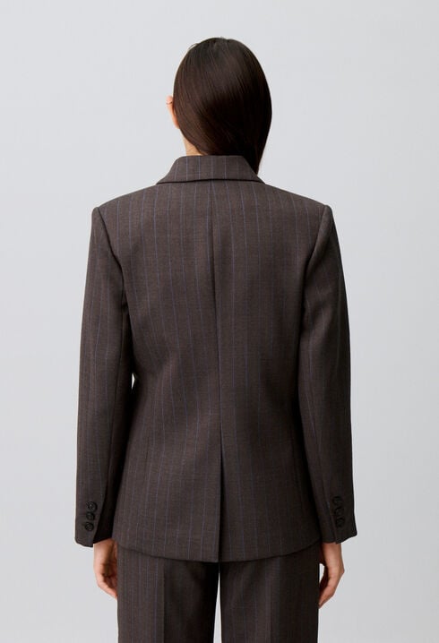 Veste tailleur droite ray&eacute;e